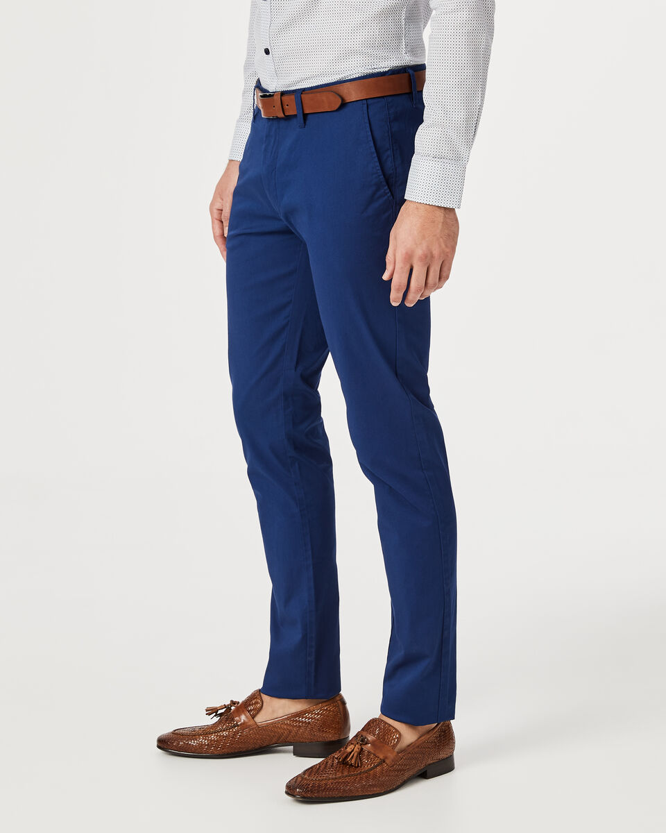 Slim Stretch Cotton Chino, Dark Cobalt, hi-res